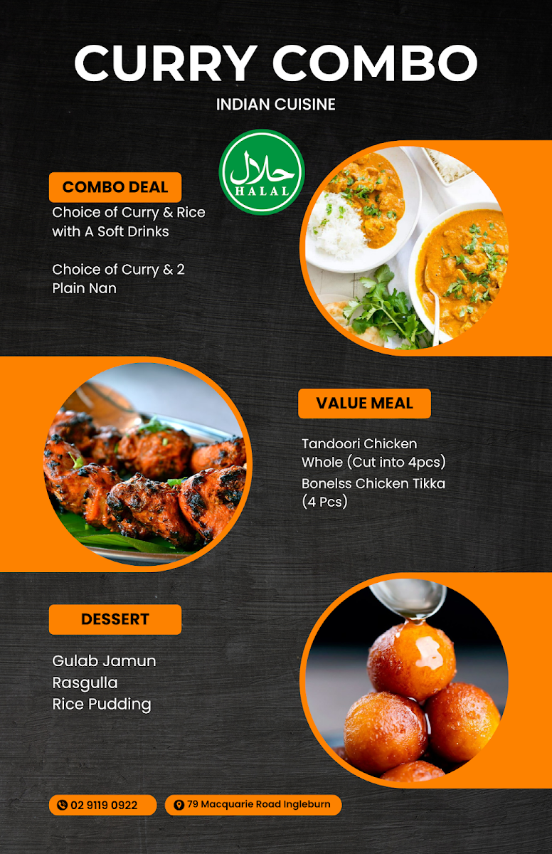 Menu, Curry Combo (Indian Tandoori Restaurant)