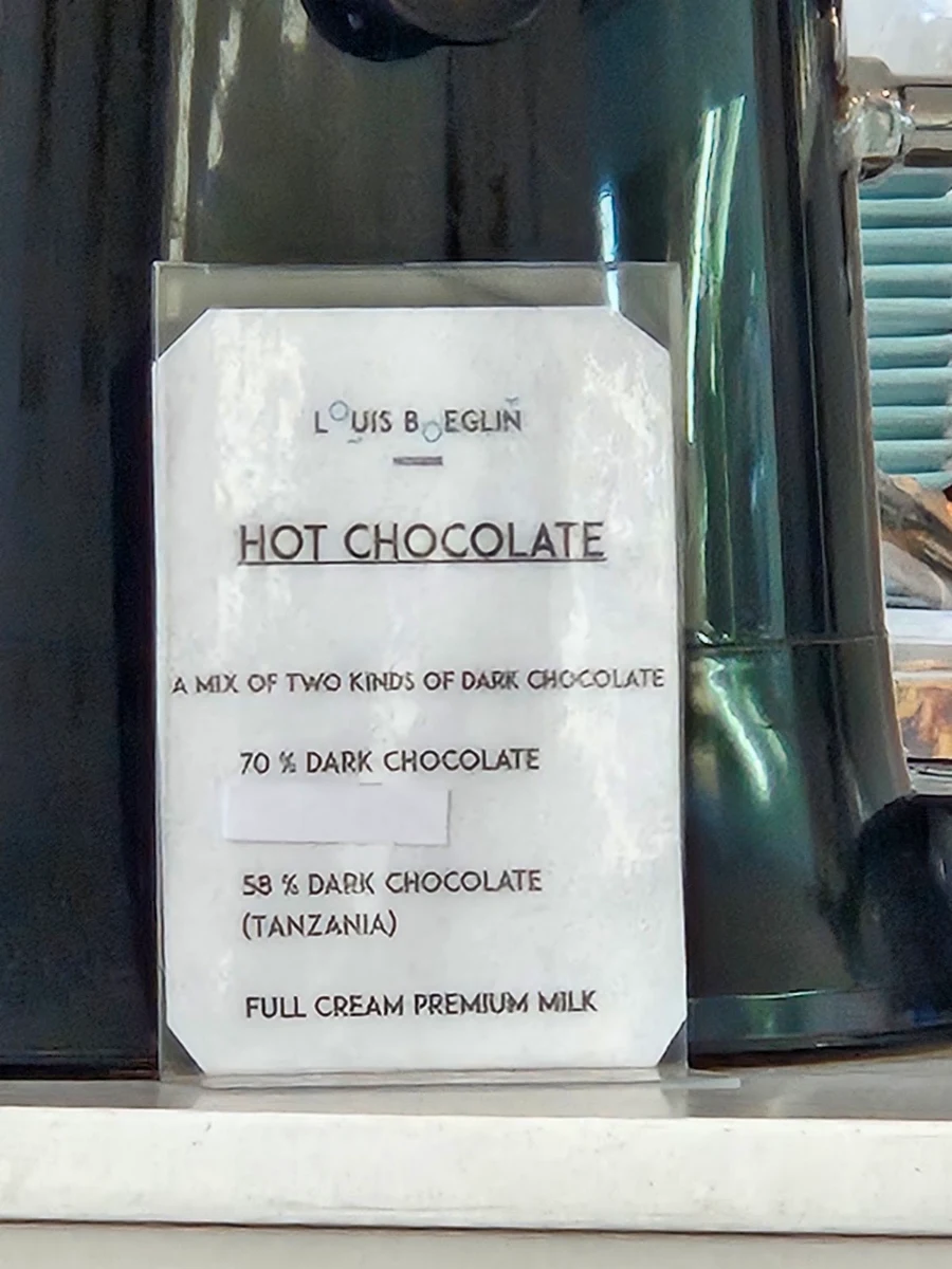 Menu, Louis Boeglin Cafe & Patisserie