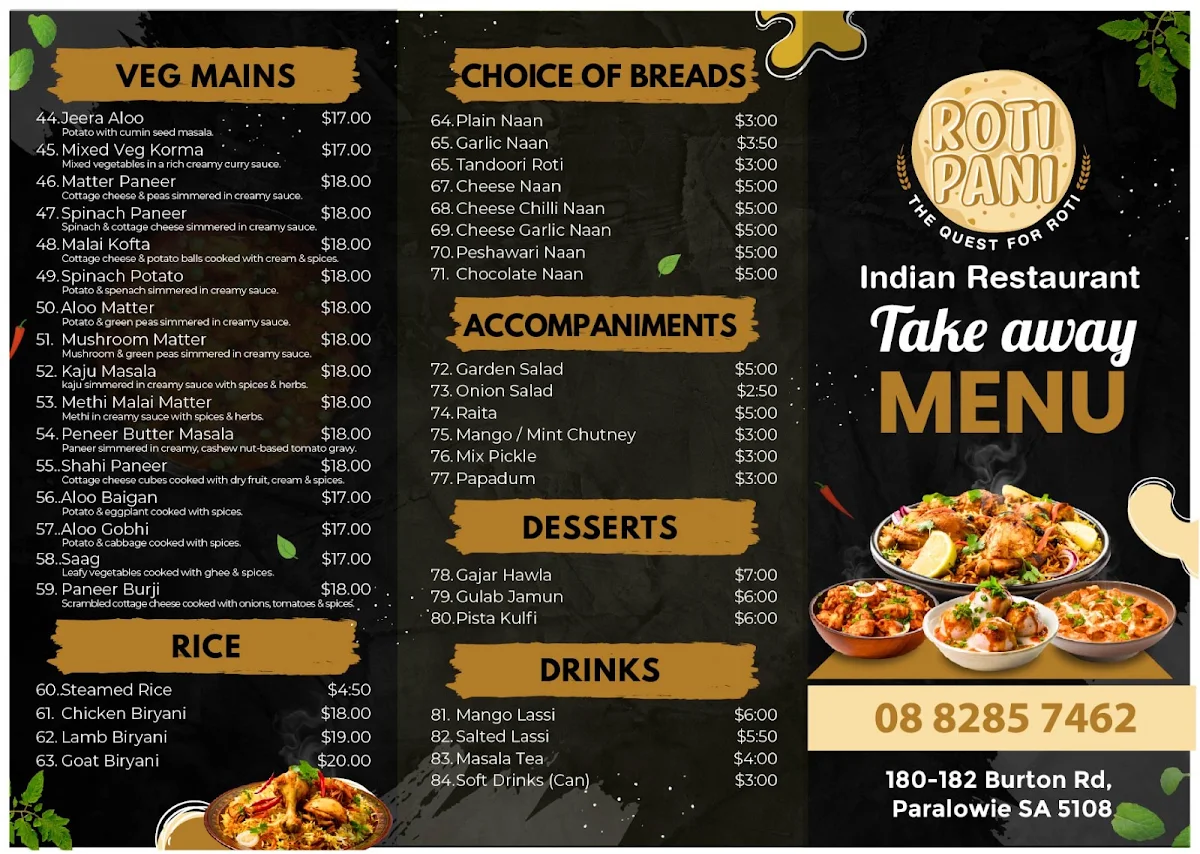 Menu, Roti Pani