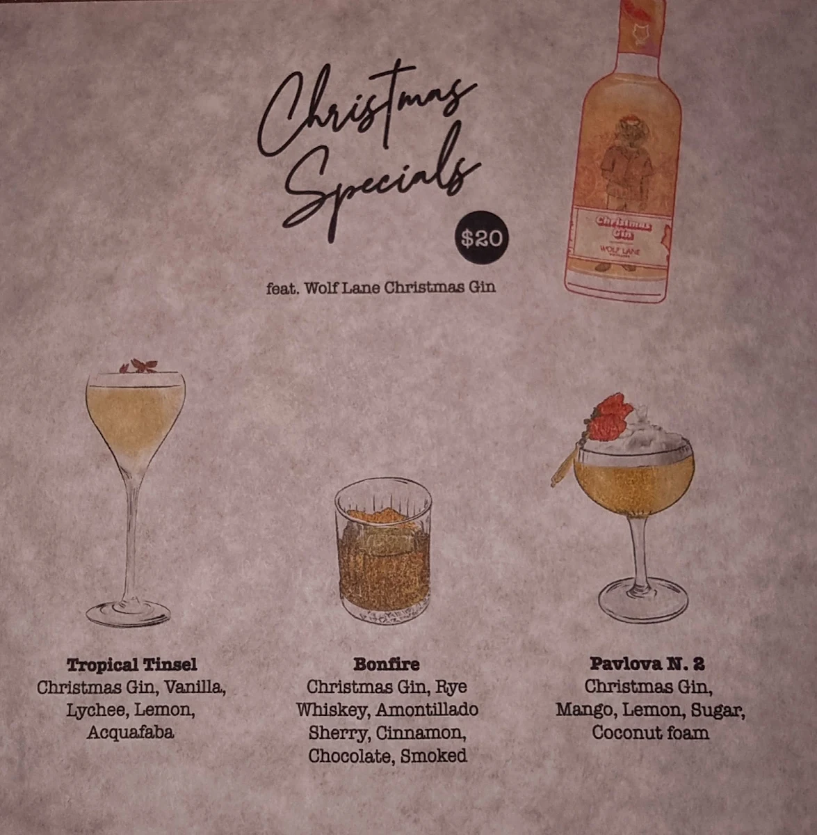 Menu, Three Wolves