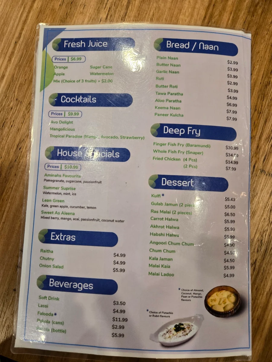 Menu, Man-O-Salwa