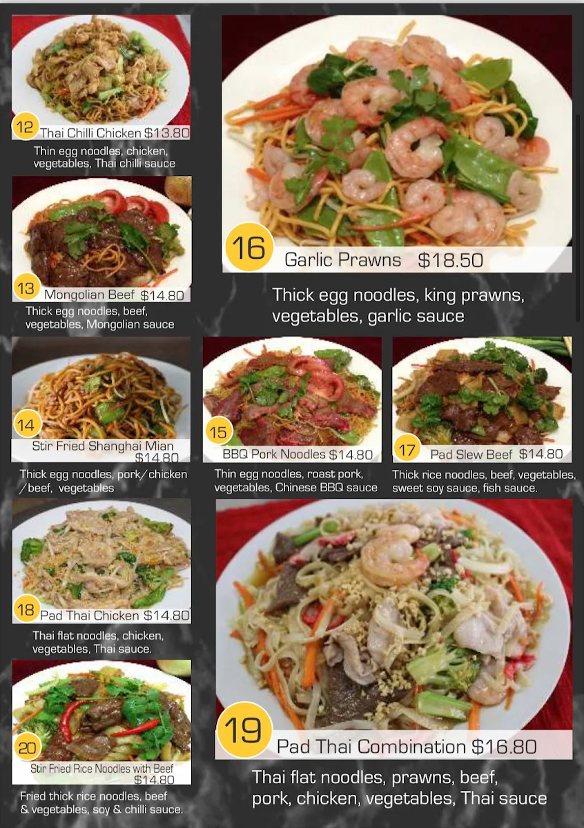 Menu, Noodle Paradise Leppington