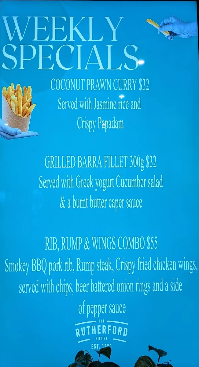 Menu, The Rutherford Hotel