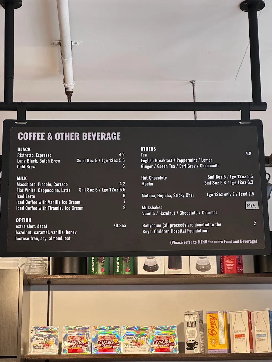 Menu, ASLAN Coffee The Rocks