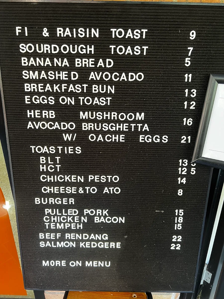 Menu, ASLAN Coffee The Rocks