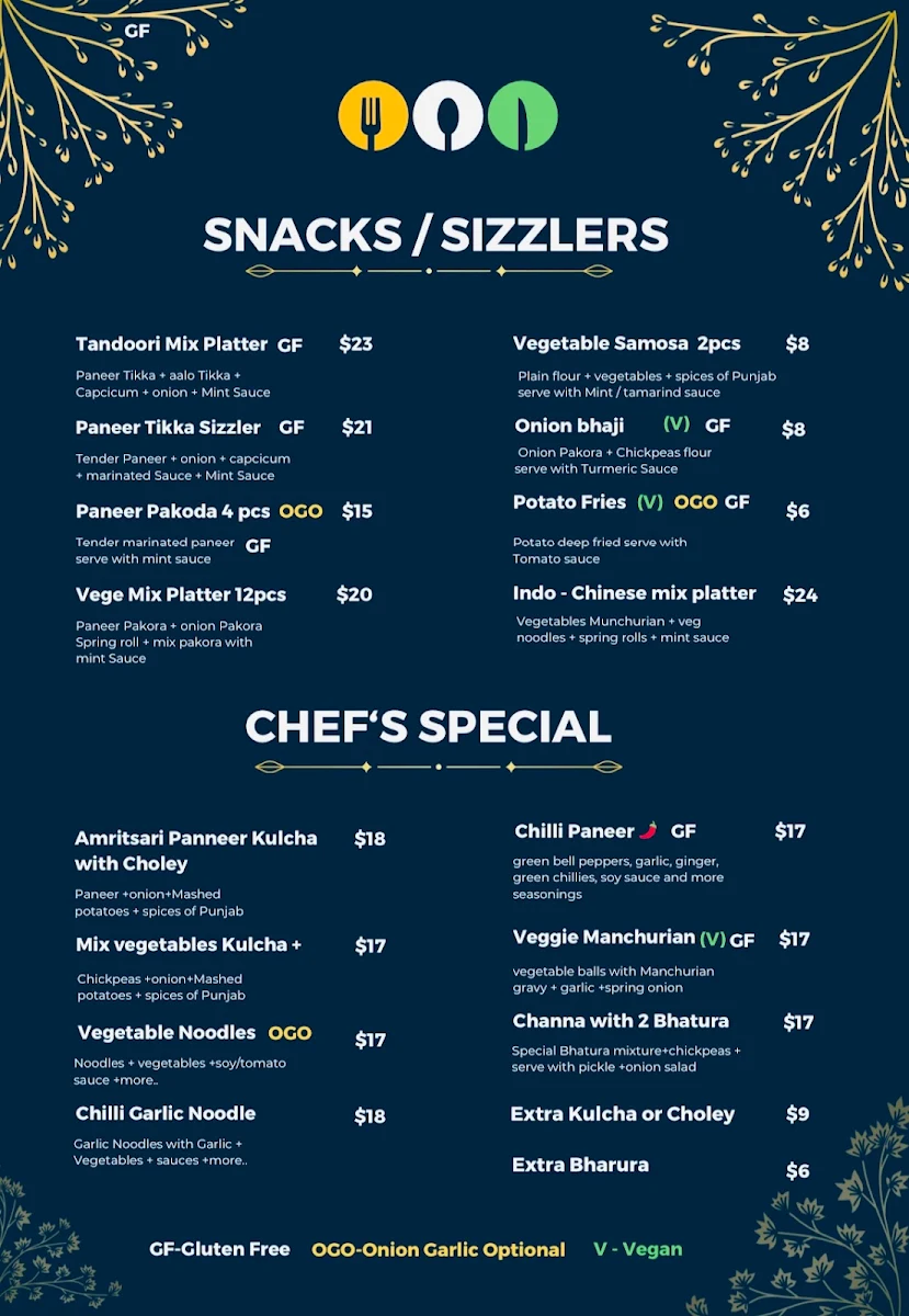 Menu, Veg Tandoori Master