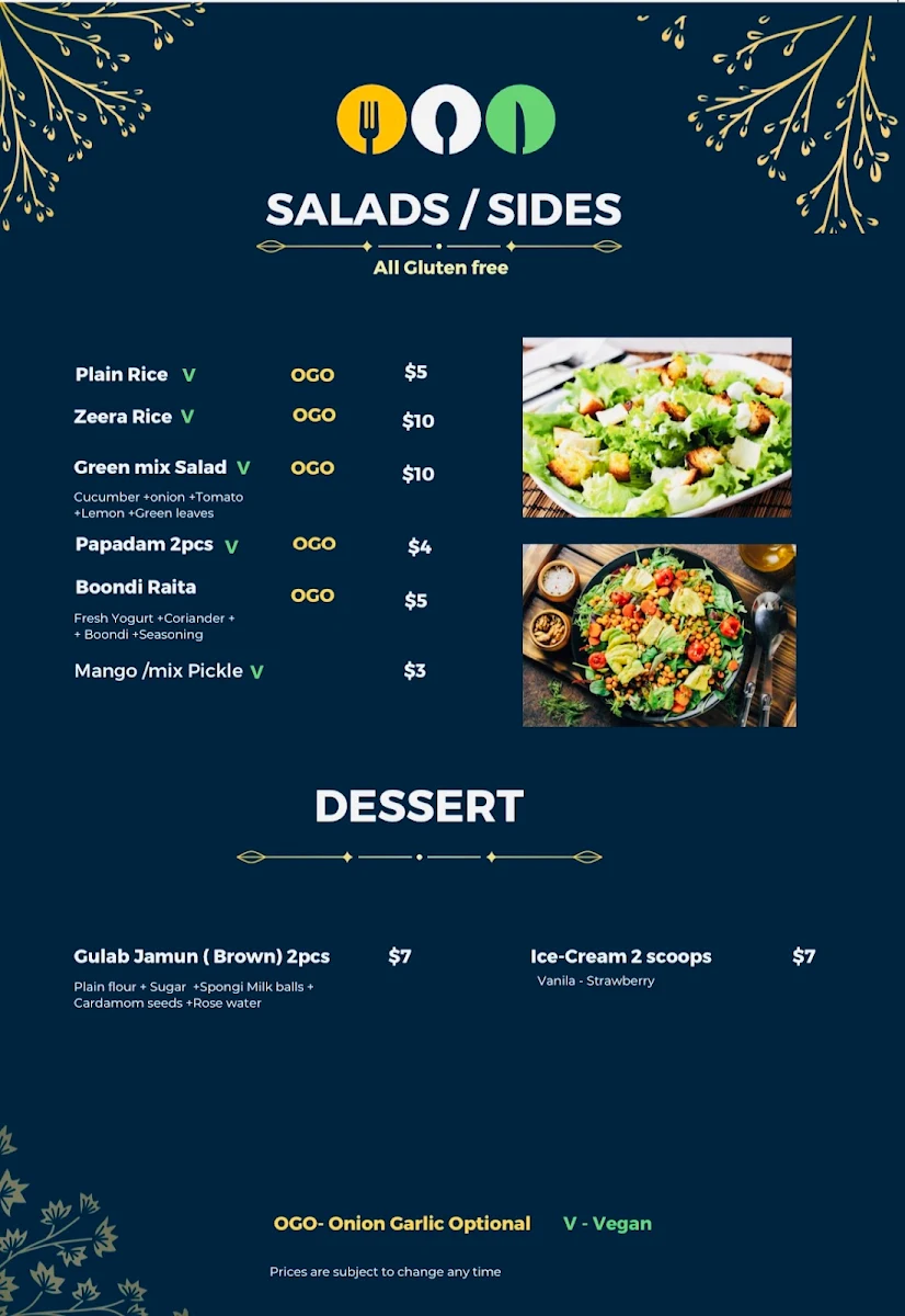 Menu, Veg Tandoori Master
