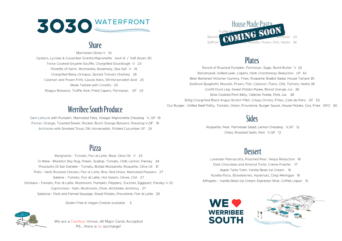 Menu, 3030 Waterfront