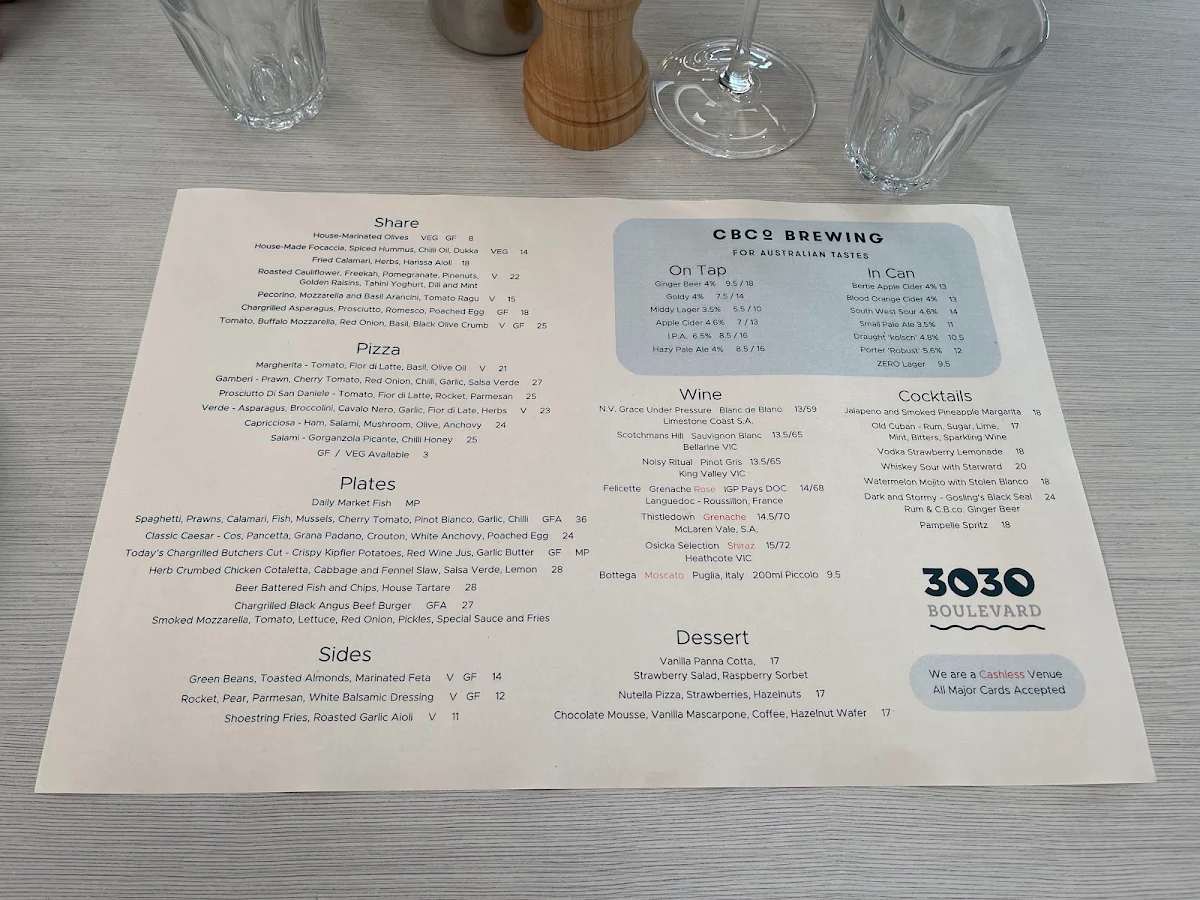 Menu, 3030 Waterfront