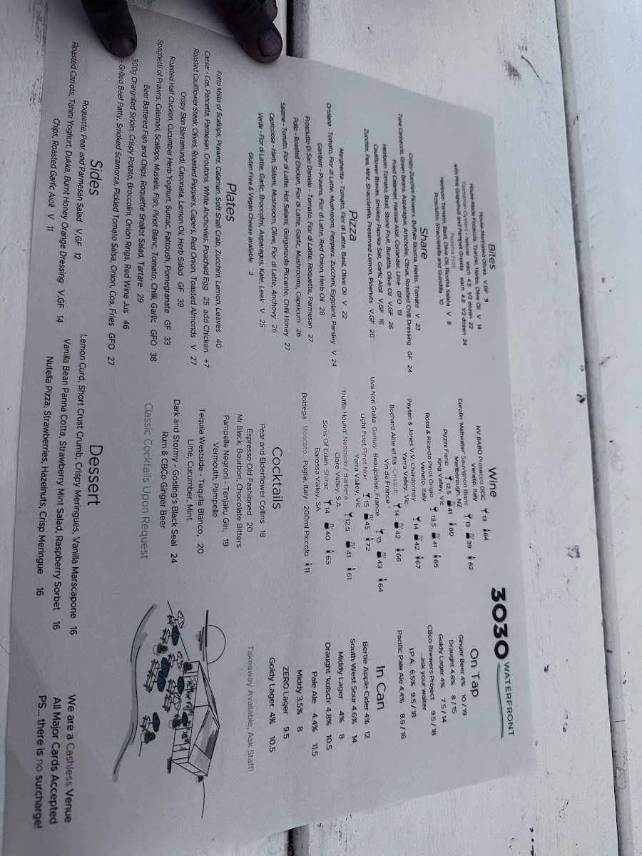 Menu, 3030 Waterfront