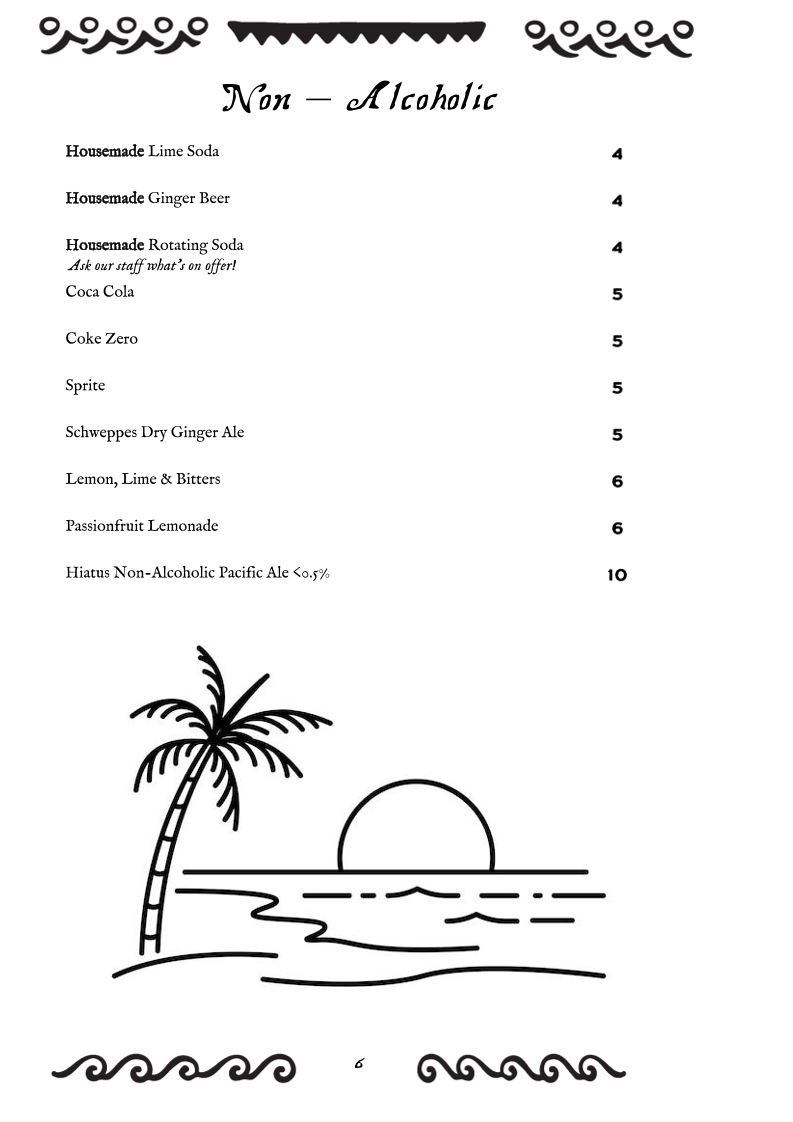 Menu, Scoundrel's Rest