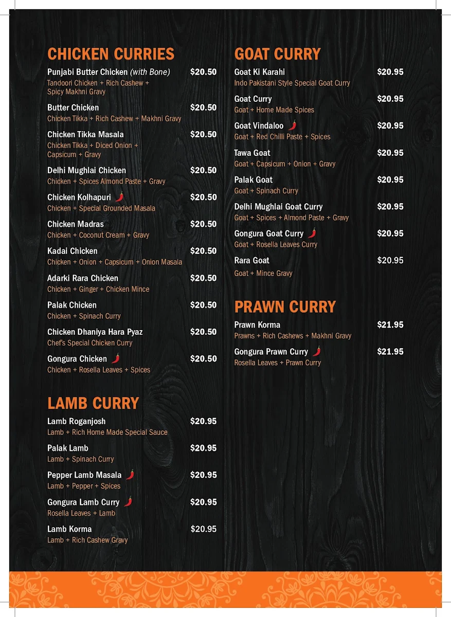 Menu, Dosa Hut Indian Restaurant Melton