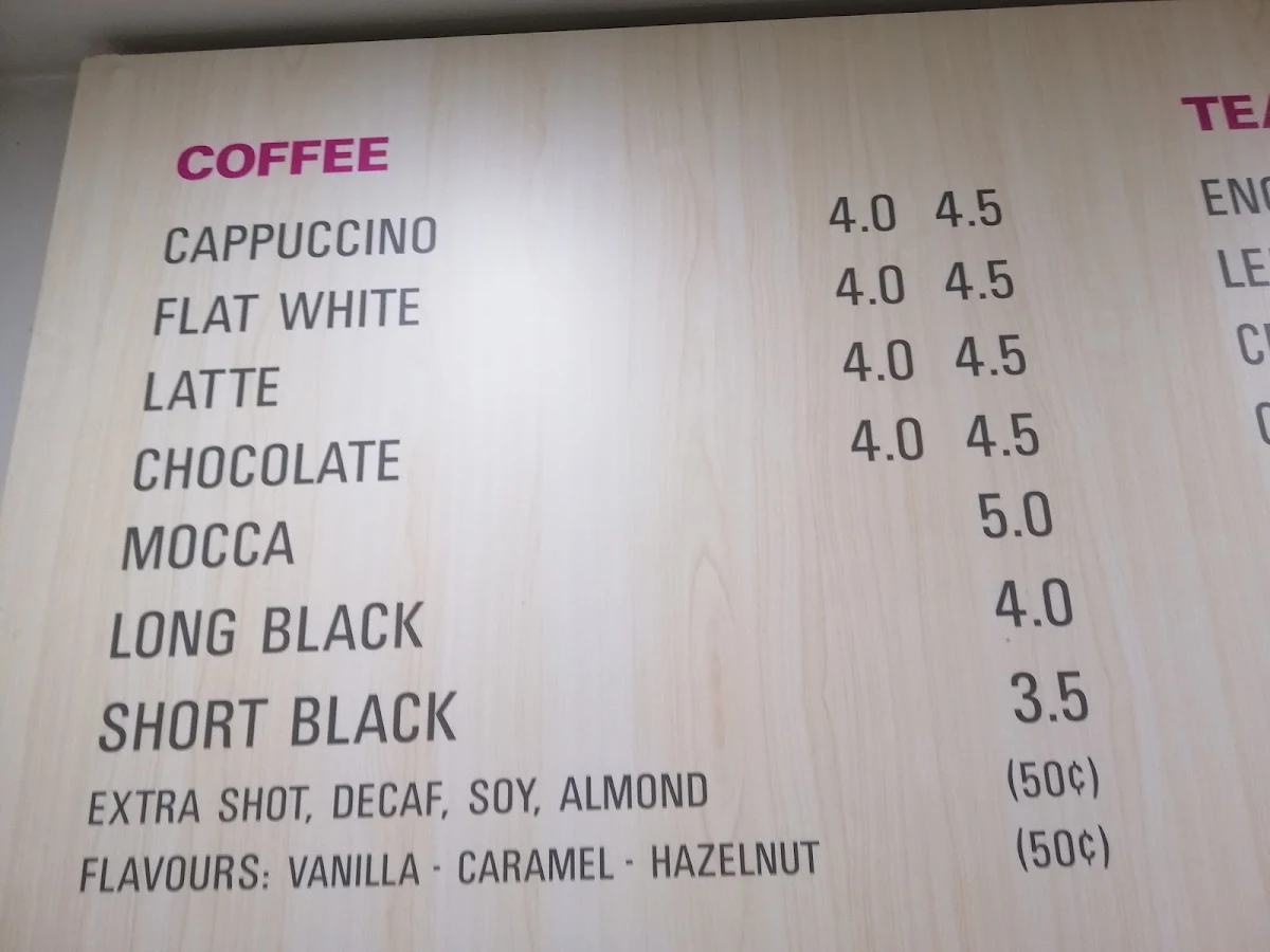 Menu, Dragon Espresso