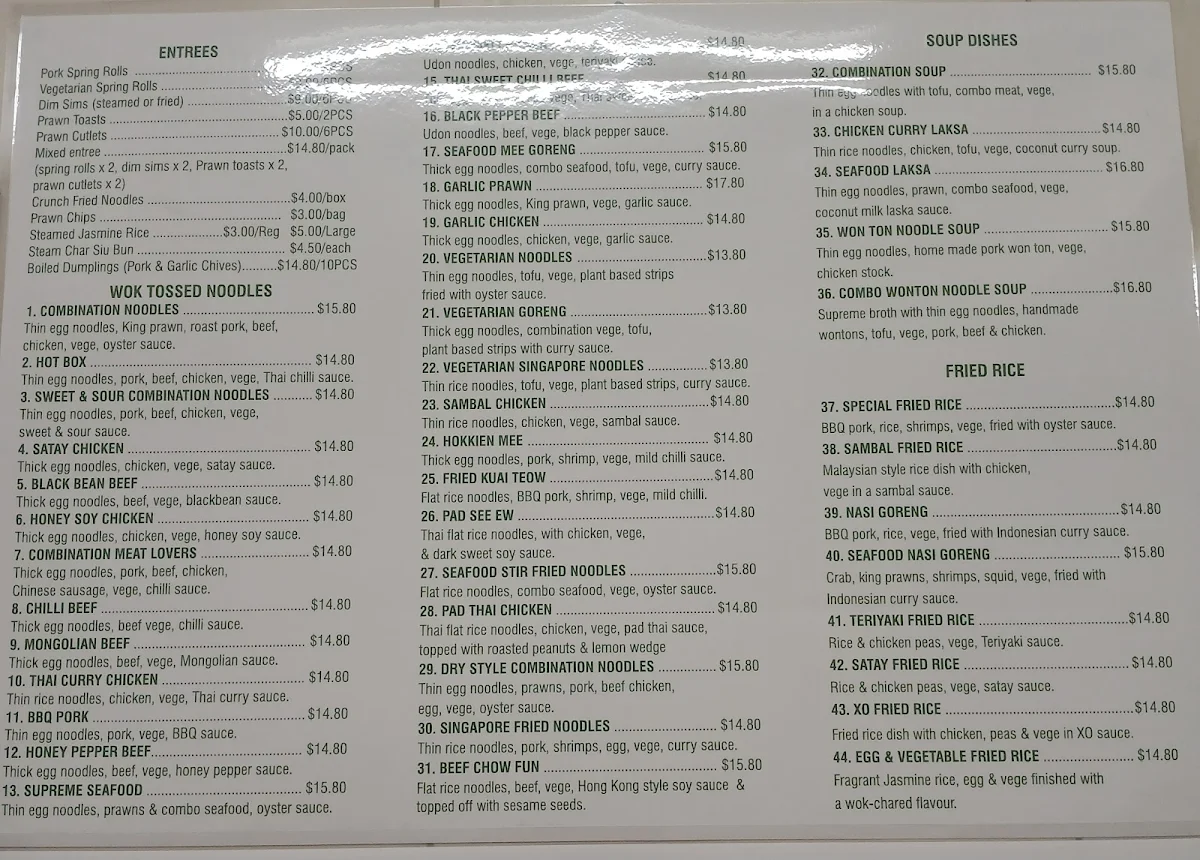 Menu, Jumbo Noodle