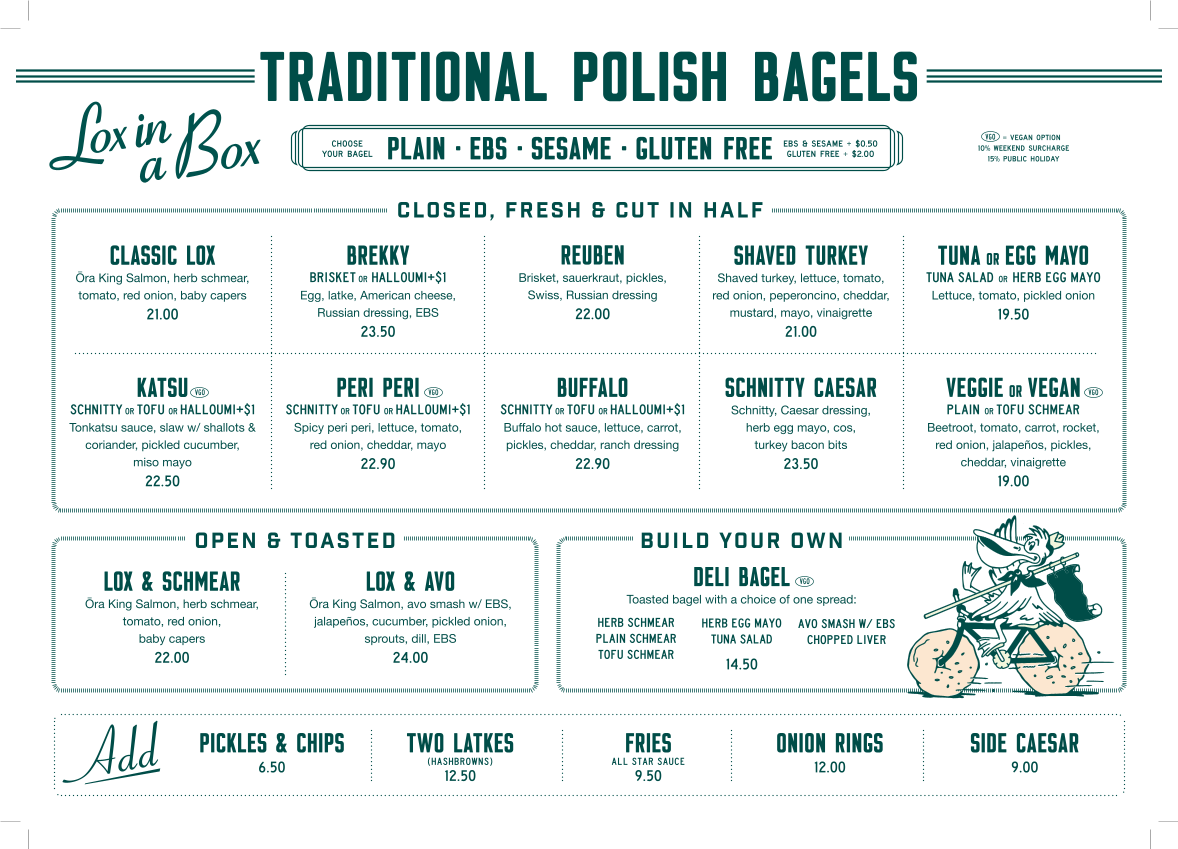Menu, Lox In a Box Bondi