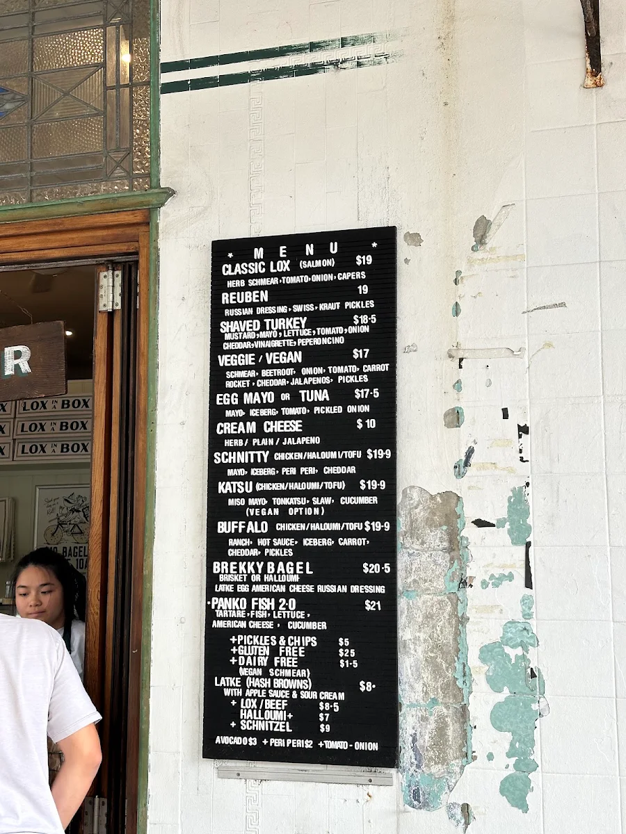 Menu, Lox In a Box Bondi