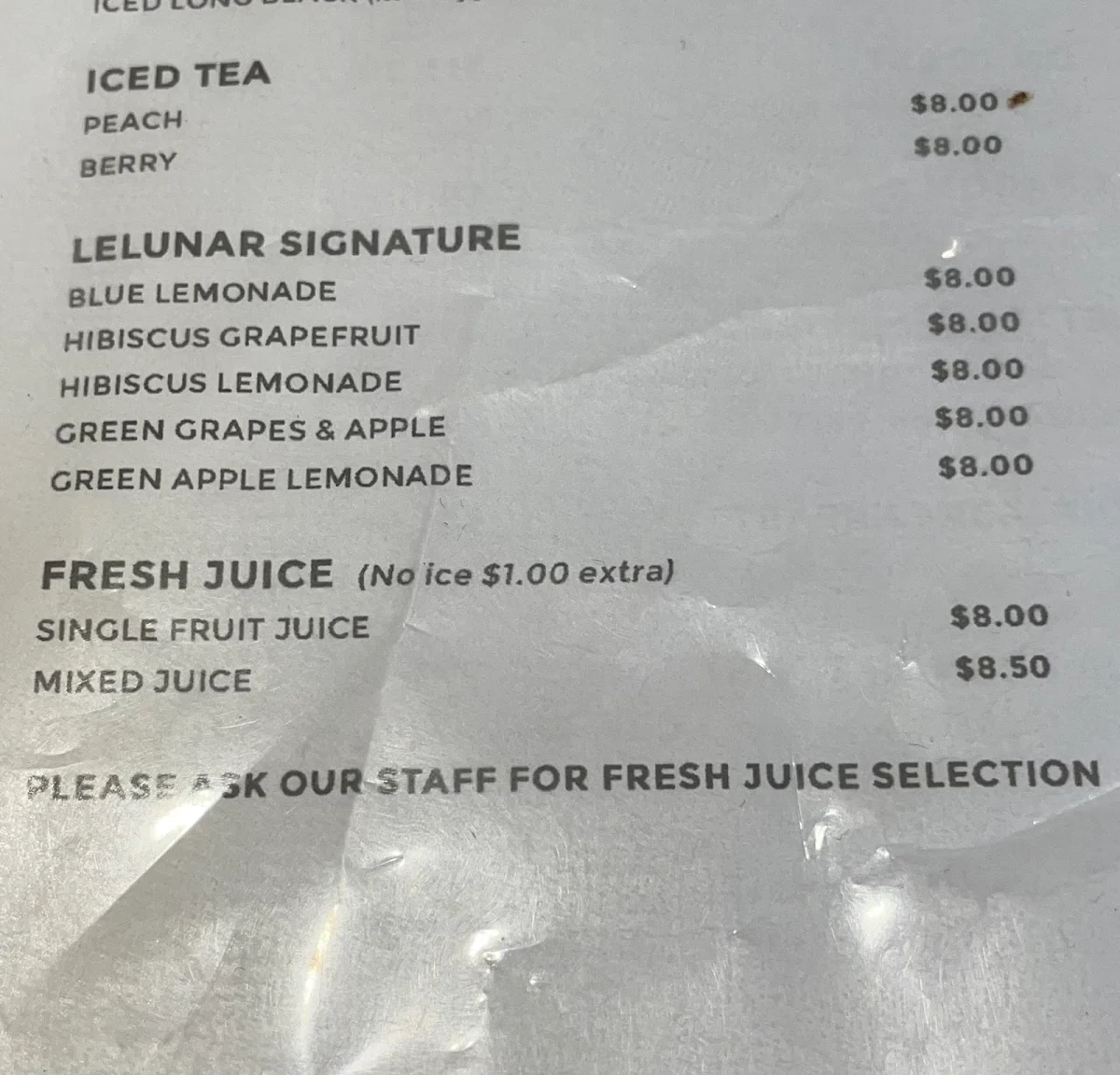 Menu, Bedding bath