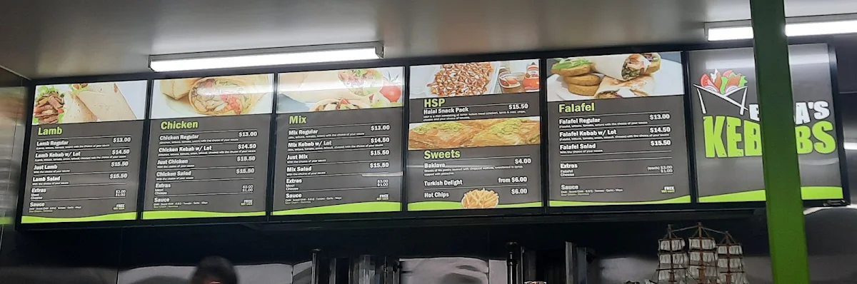 Menu, Baba's Kebabs George Town