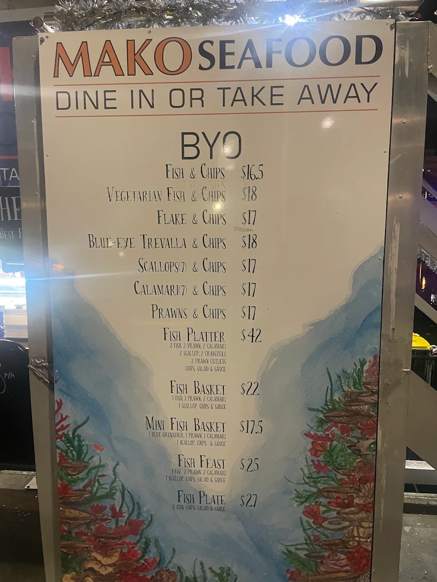 Menu, Mako Seafood
