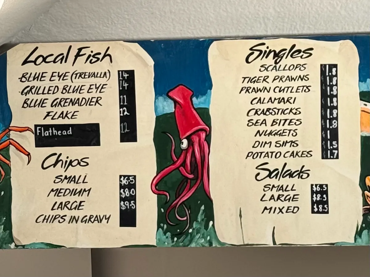 Menu, Mako Seafood
