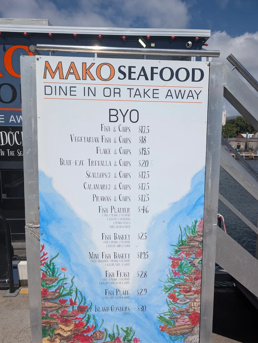 Menu, Mako Seafood