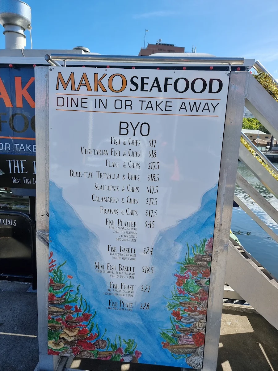 Menu, Mako Seafood