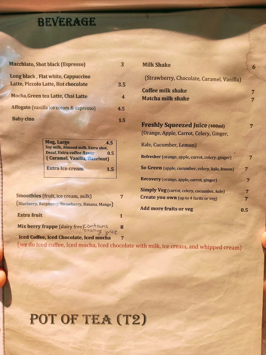 Menu, Pomegranate