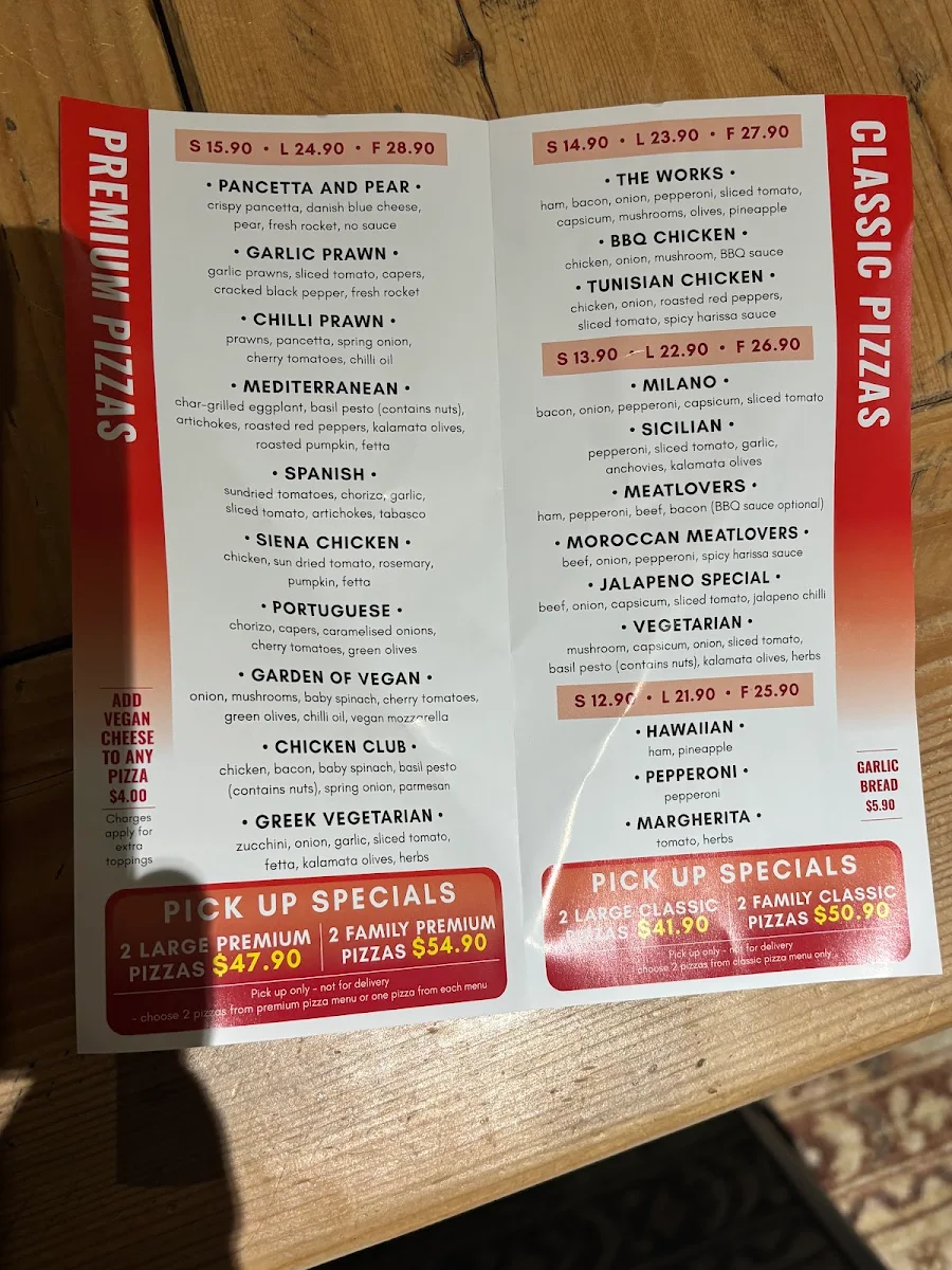 Menu, Applecross Pizza