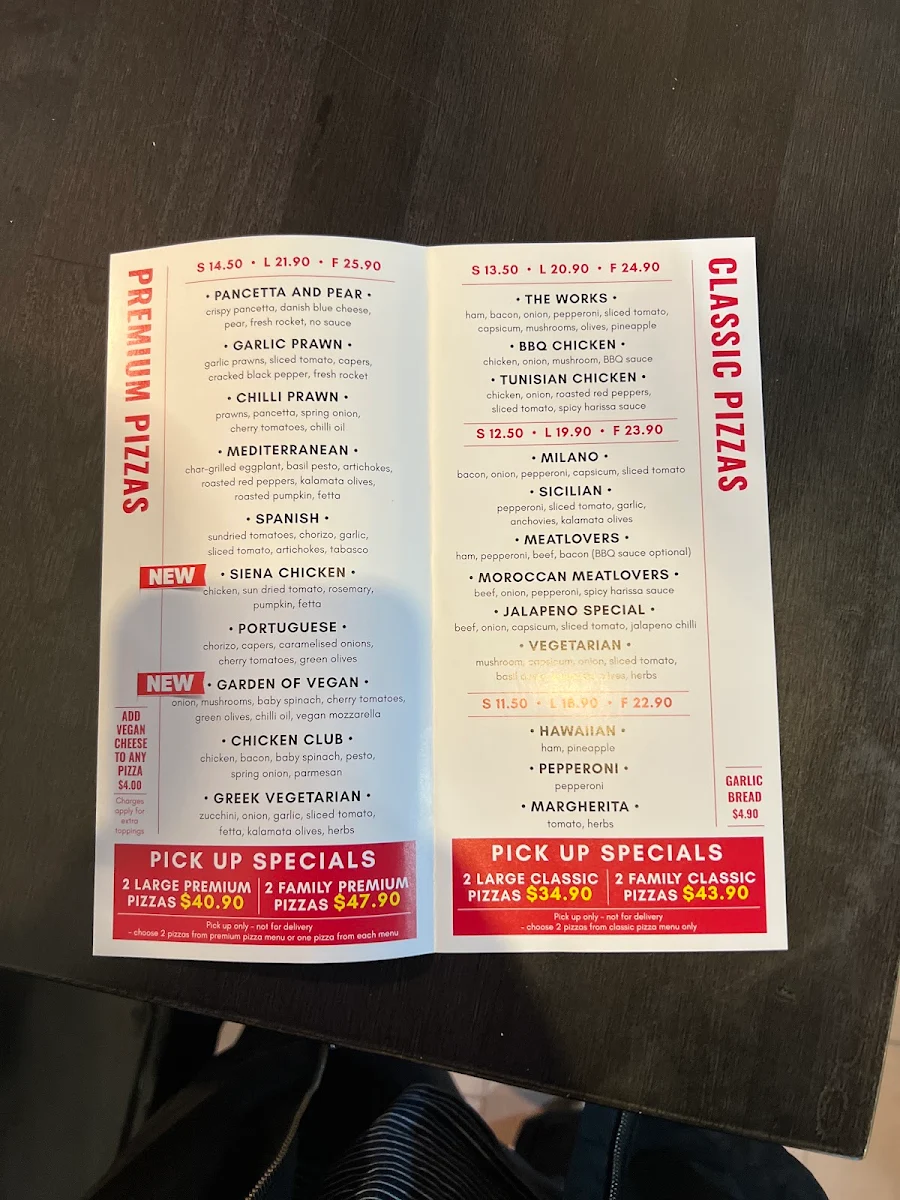Menu, Applecross Pizza