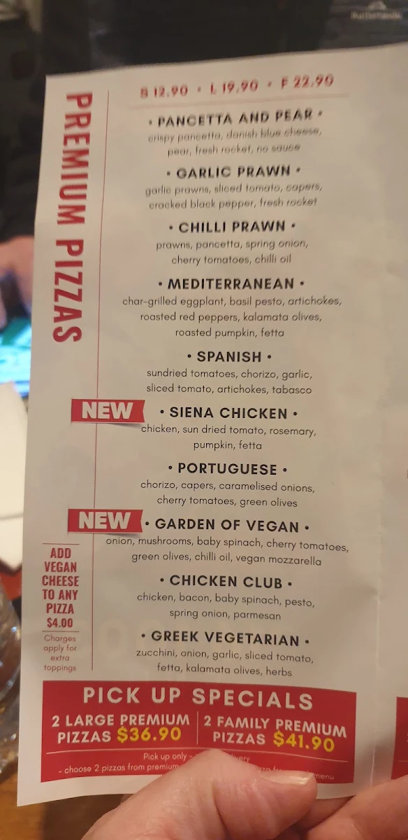 Menu, Applecross Pizza