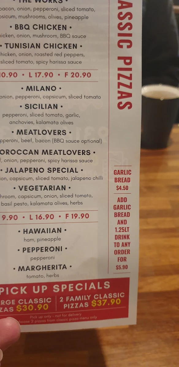 Menu, Applecross Pizza