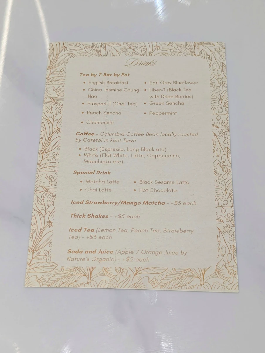 Menu, Phoenix Sweets Cakery