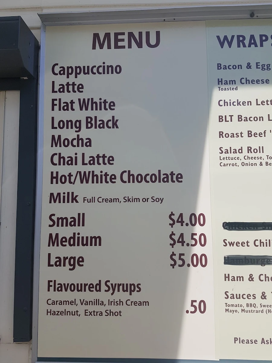Menu, Summers Coffee Express