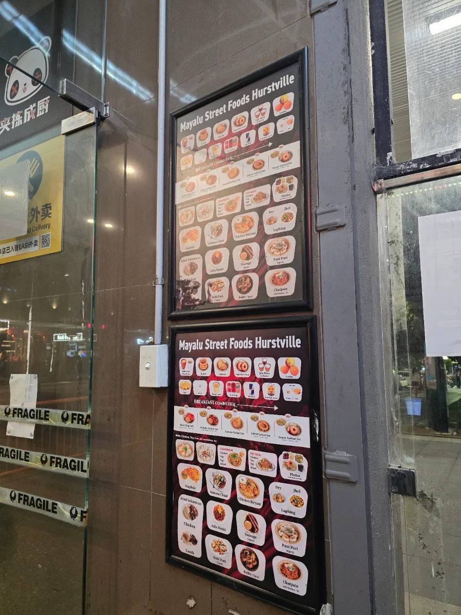 Menu, Mayalu Street Food - Hurstville