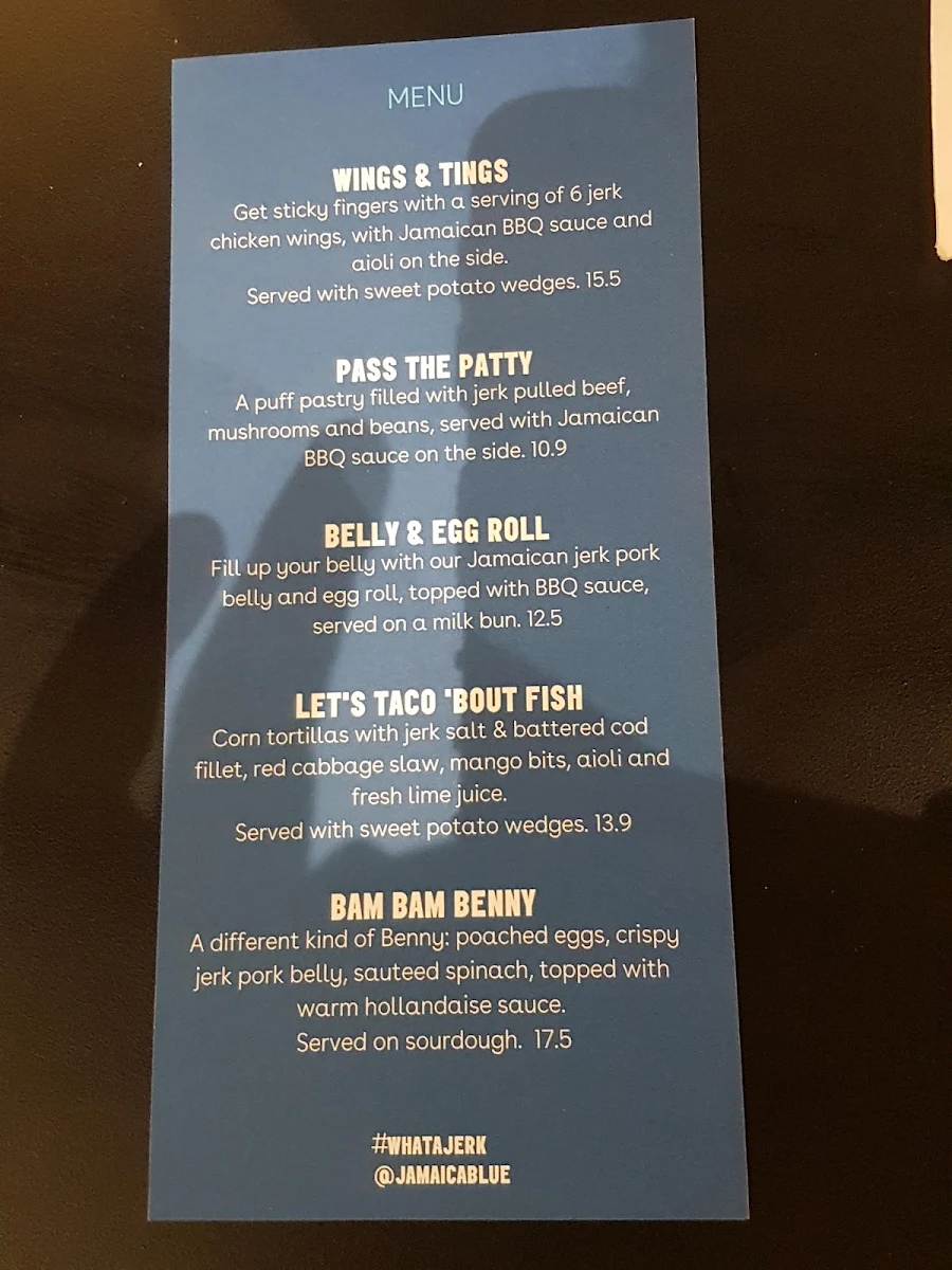 Menu, Jamaica Blue Midland Gate - Near Coles