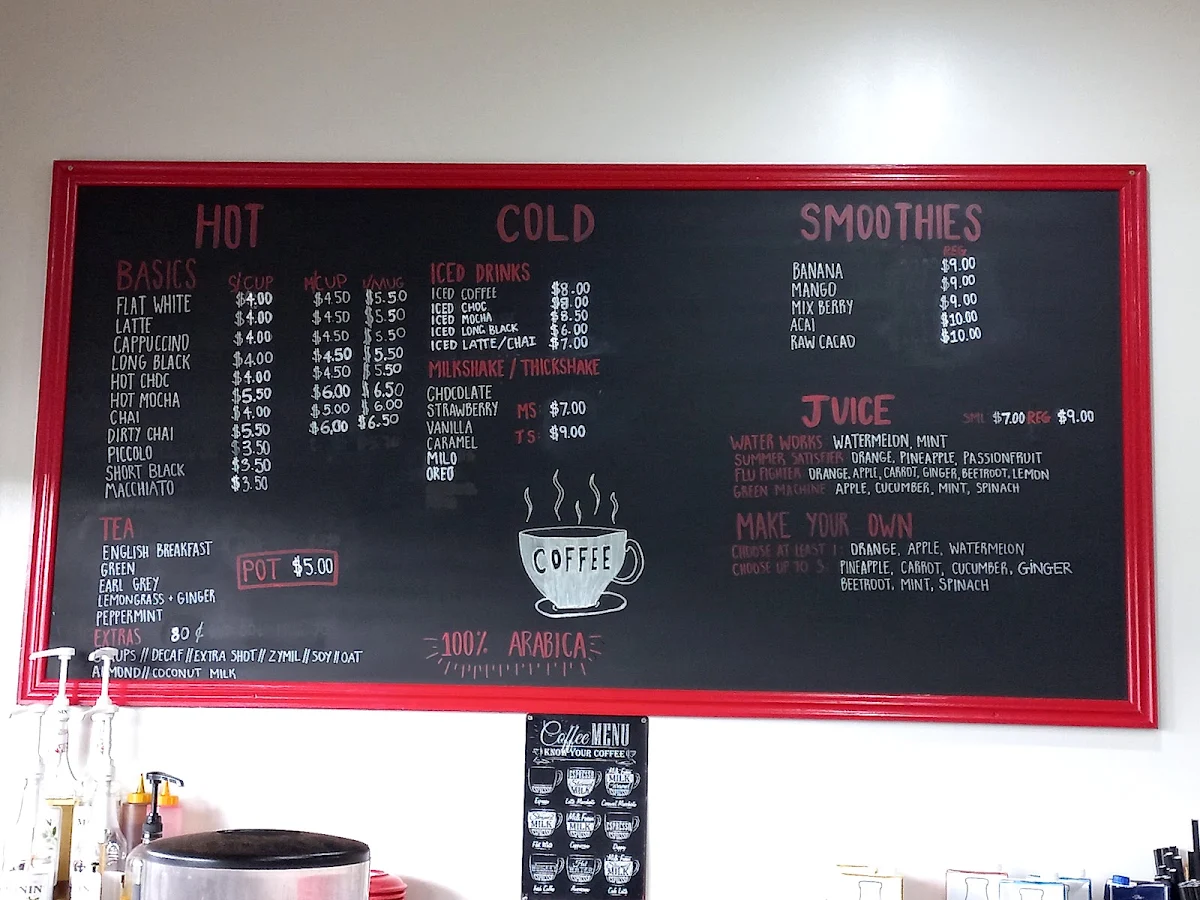 Menu, RED CARDINAL CAFE