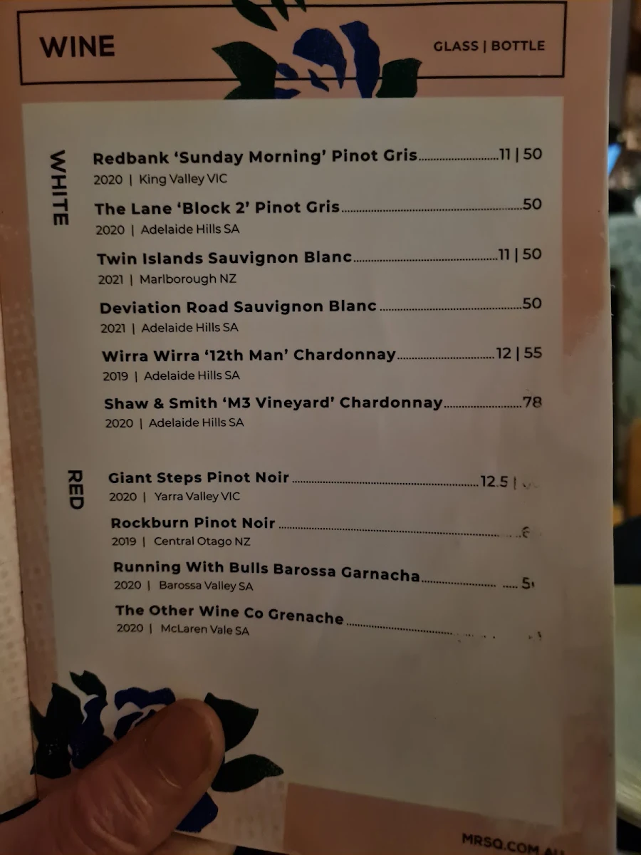 Menu, Mrs Q