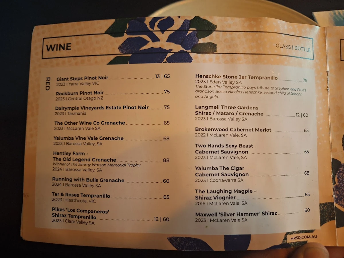 Menu, Mrs Q