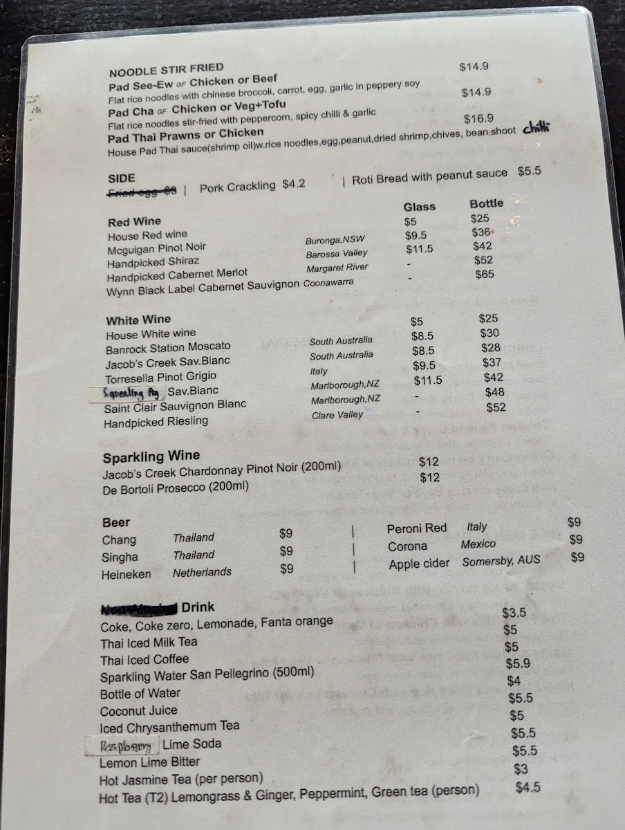 Menu, Nine Elephants Thai Restaurant