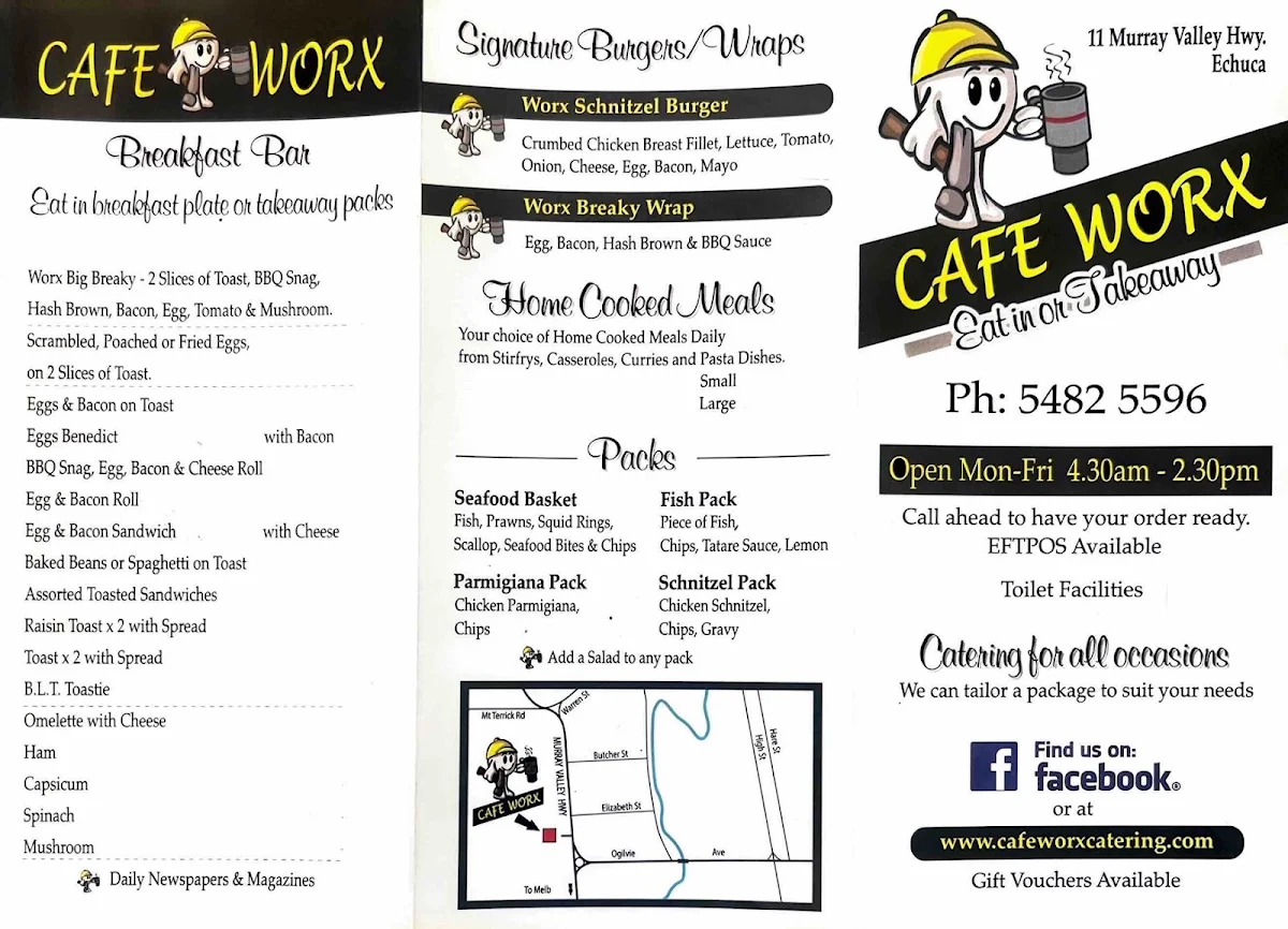 Menu, Cafe Worx