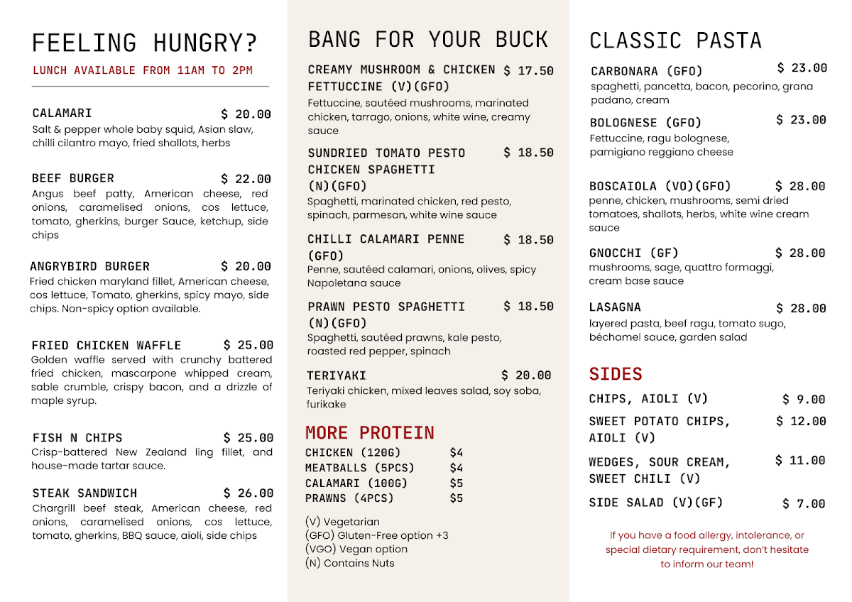 Menu, Stanley In Central