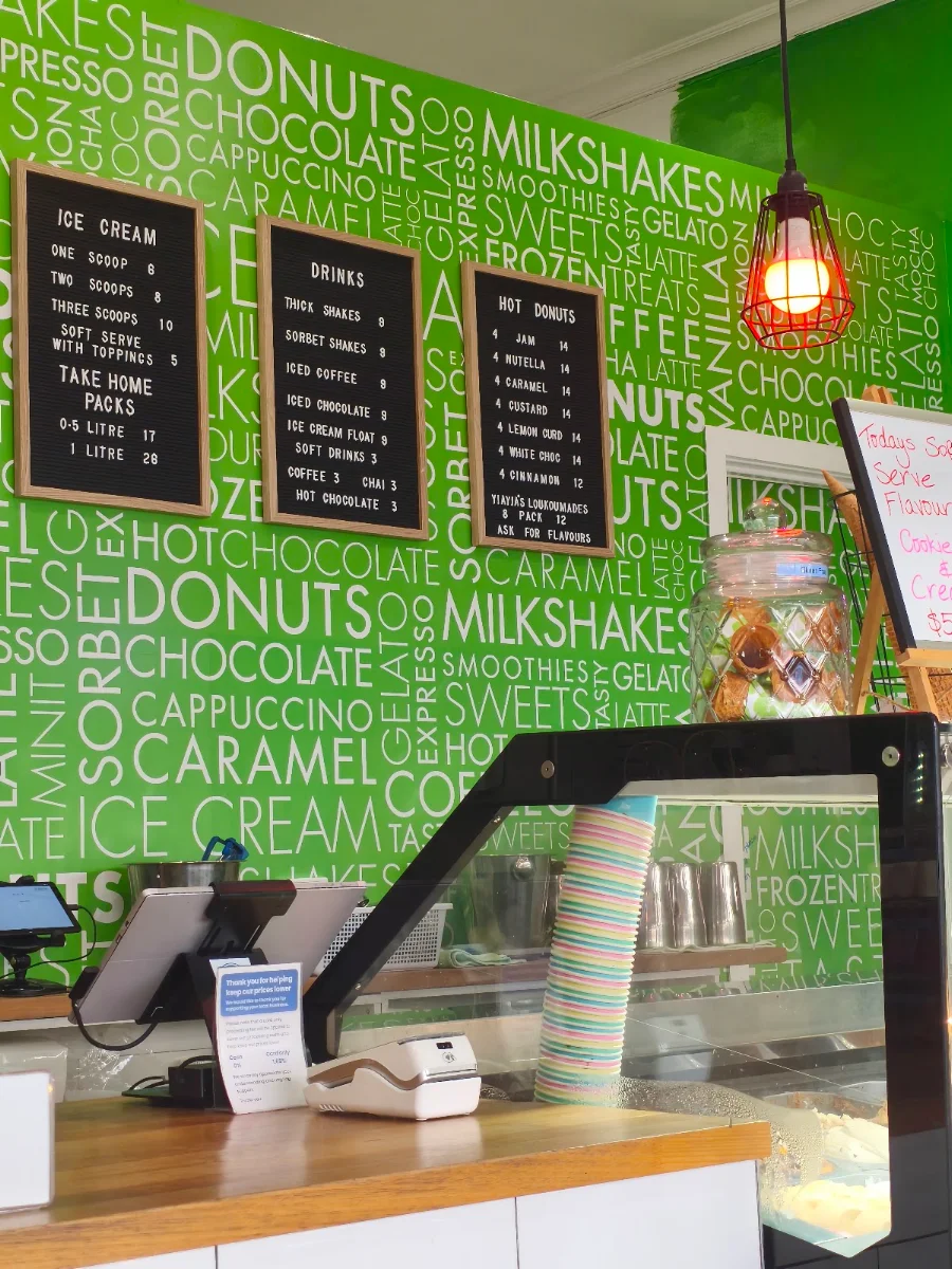Menu, Ormond Ice Creamery