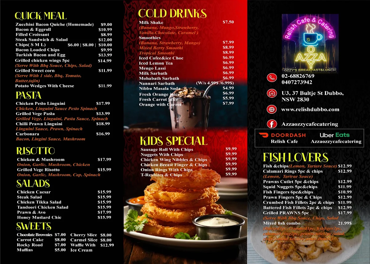 Menu, Azzaozzy Relishcafe@catering