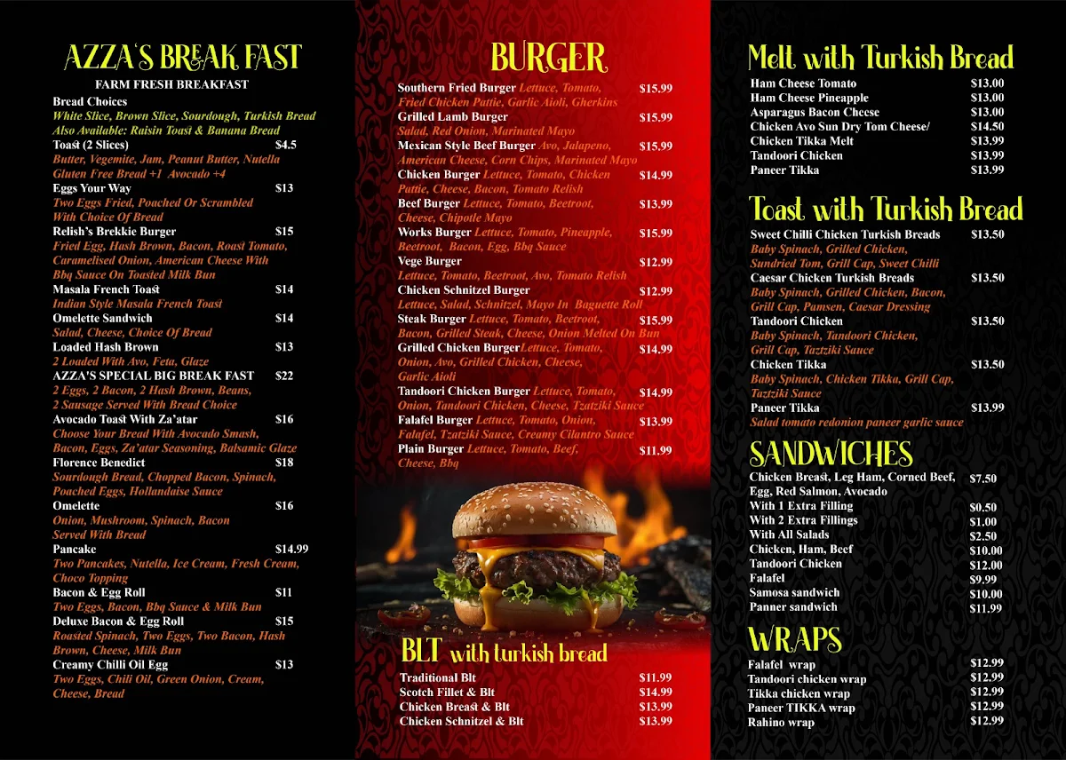 Menu, Azzaozzy Relishcafe@catering
