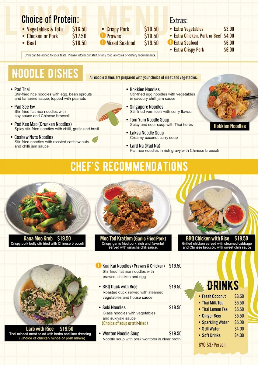 Menu, Pad Thai Chai Yo