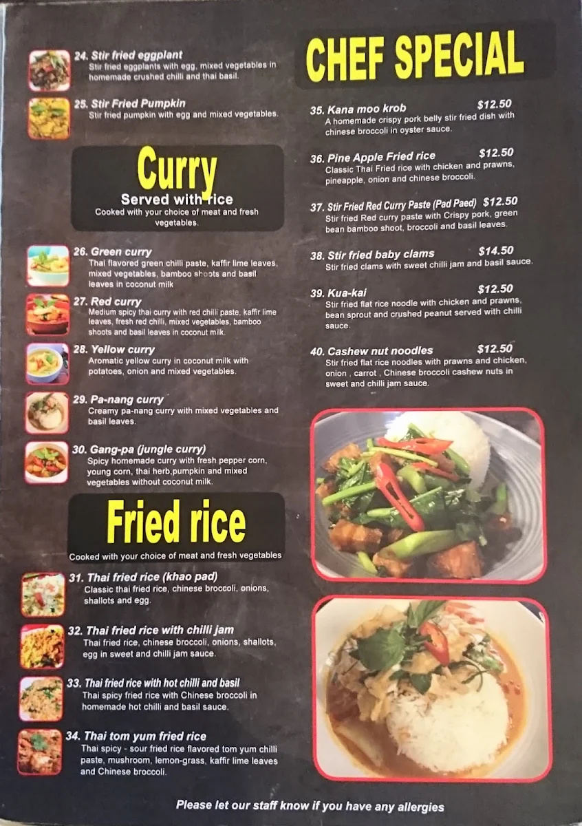 Menu, Pad Thai Chai Yo