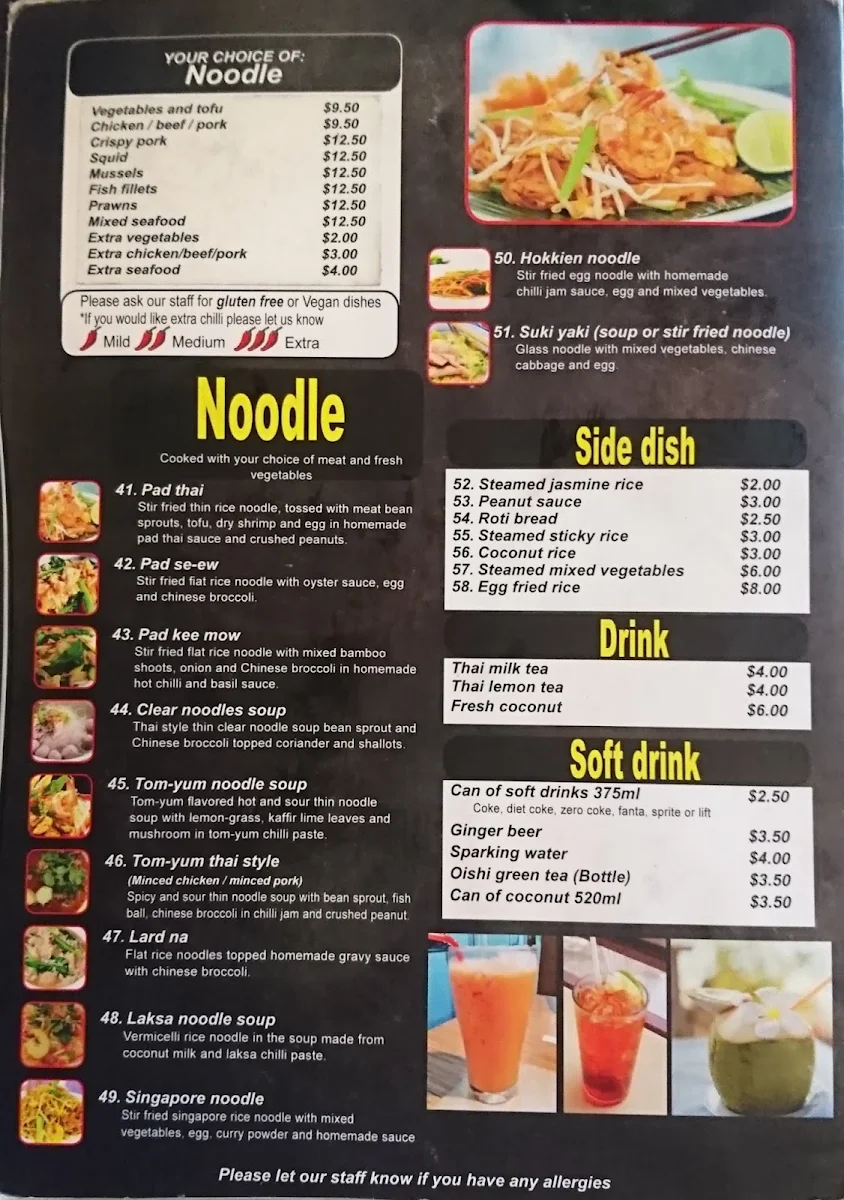 Menu, Pad Thai Chai Yo