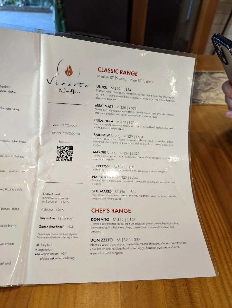 Menu, Vizzeto Woodfire