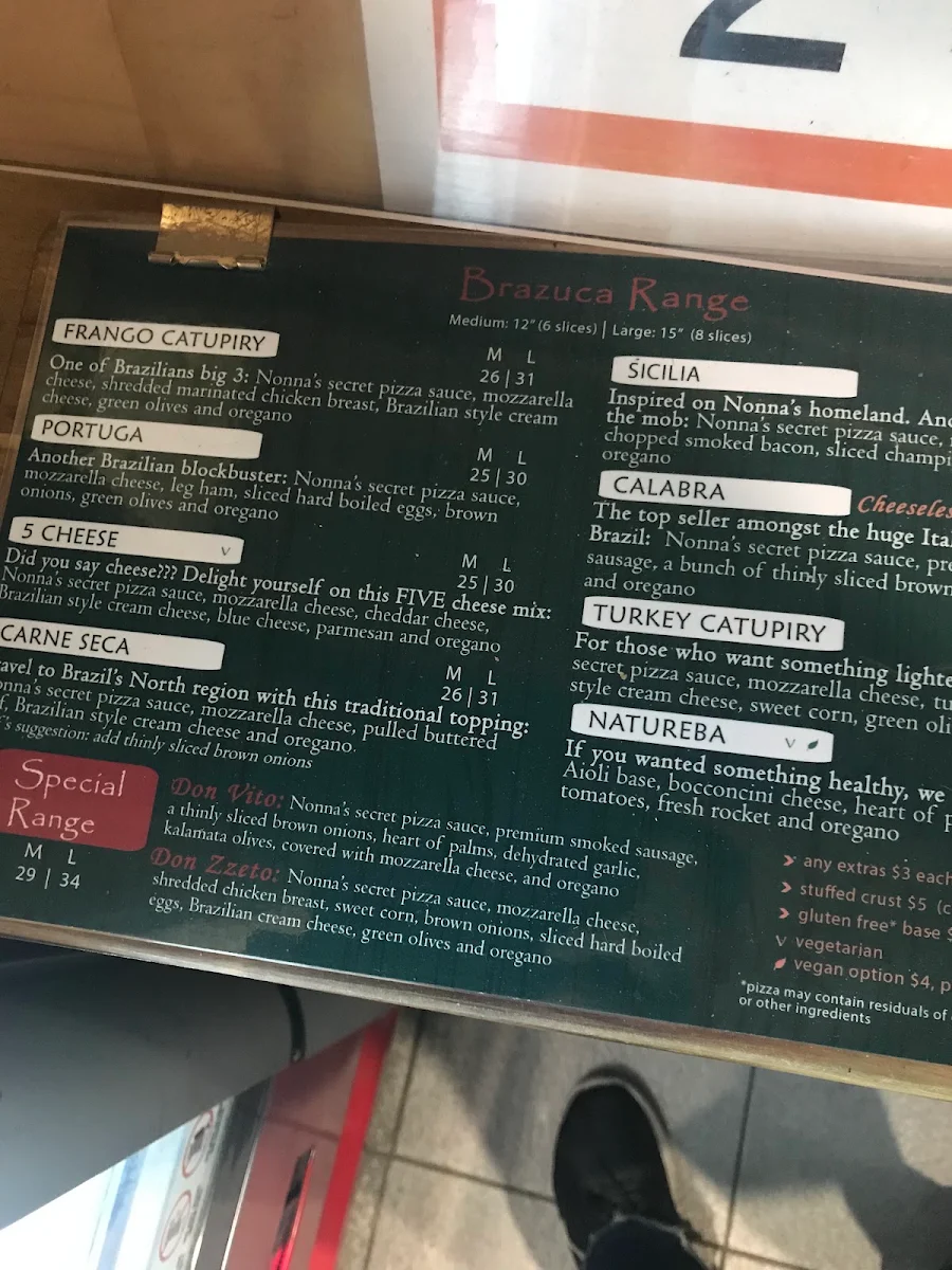 Menu, Vizzeto Woodfire