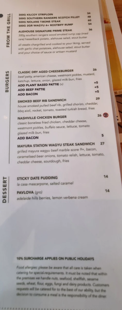 Menu, Coopers Alehouse Gepps Cross